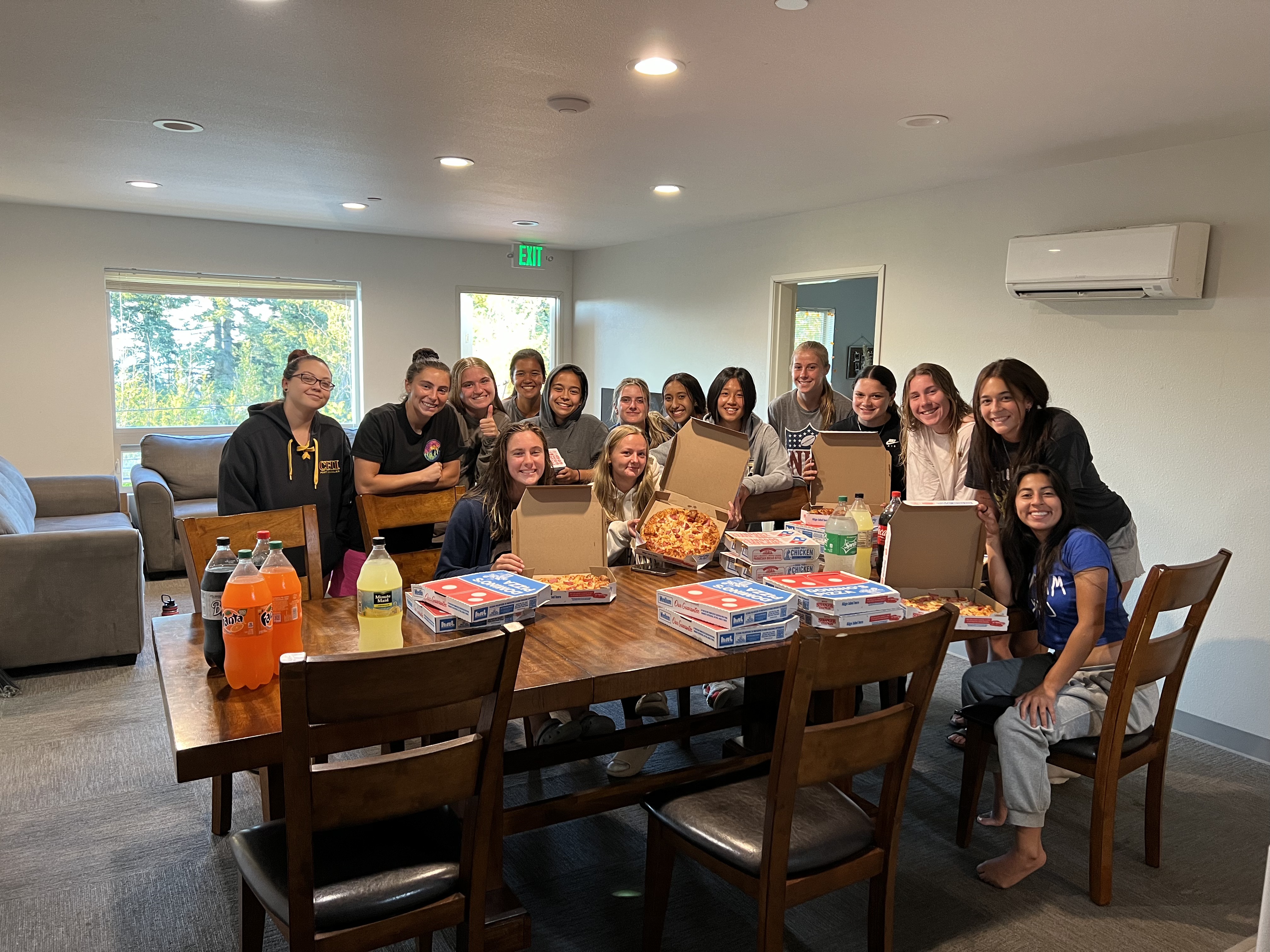 Women's cleaning contest pizza party