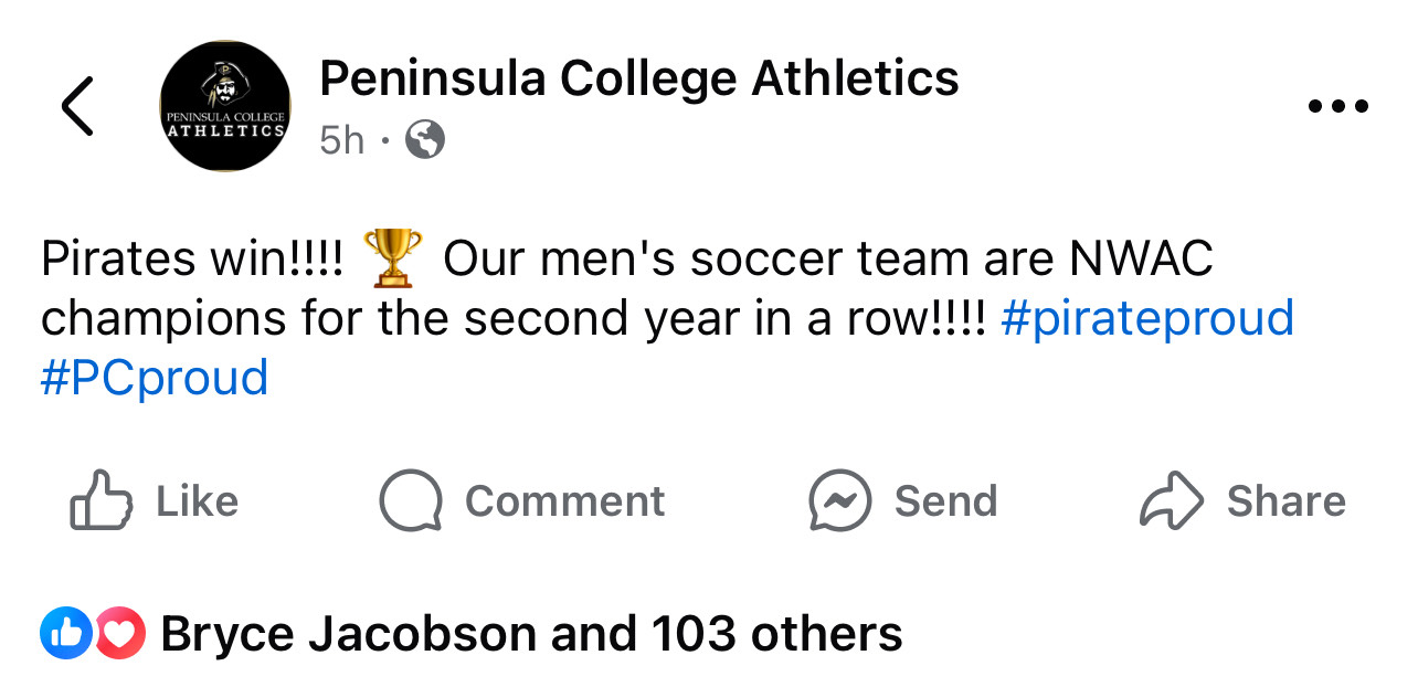 A tweet announcing the mens' victory